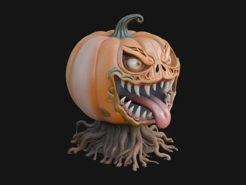 Monster Pumpkin Statue Design 1 - 3D Print Model 3D Print Model