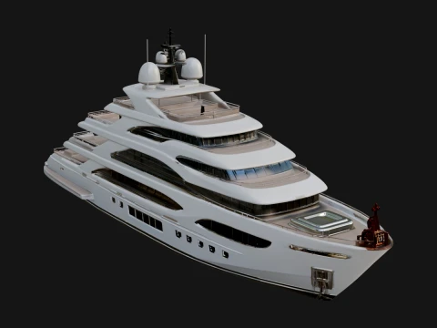 Motor Yacht Model Design 6 - 3D Print Model Modèles 3D en vedette