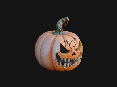 Carved Pumpkin Lantern Statue Design 6 - 3D Print Model Modello di stampa 3D