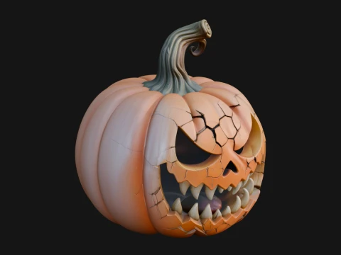 Carved Pumpkin Lantern Statue Design 6 - 3D Print Model 3D printmodel