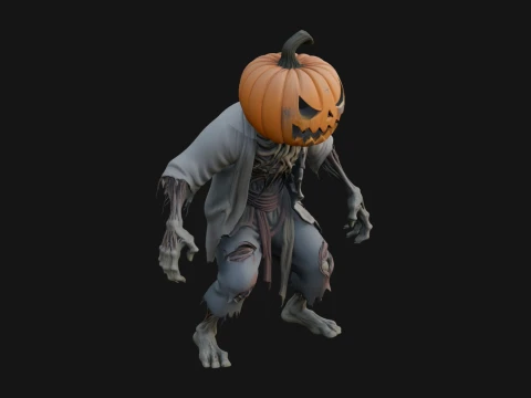 Pumpkin Headed Zombie Statue Design 1 - 3D Print Model 3D Print Model