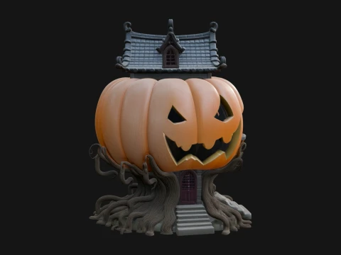 Haunted Pumpkin House Model Design 5 - 3D Print Model Model do druku 3D