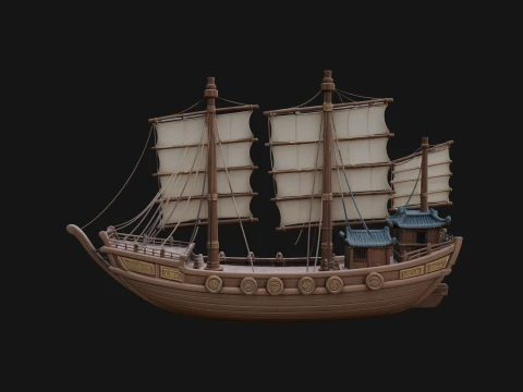 Chinese Junk Ship Model Design 27 - 3D Print Model Modelo de Impressão 3D