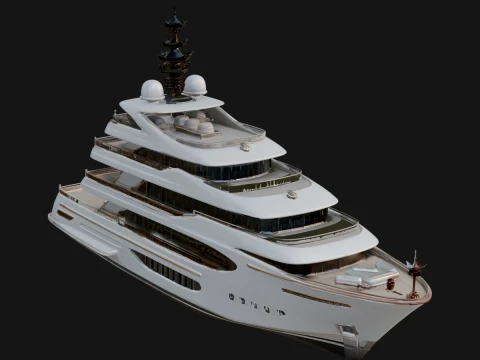 Motor Yacht Model Design 7 - 3D Print Model Modèles 3D en vedette
