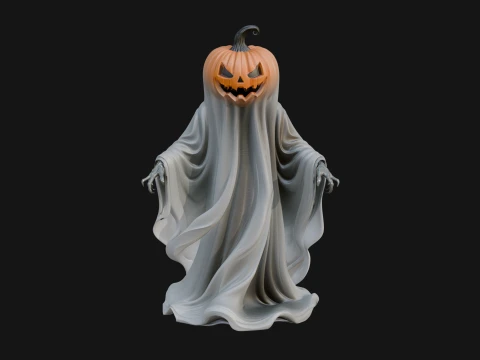 Pumpkin Headed Ghost Statue Design 2 - 3D Print Model 3D Print Model