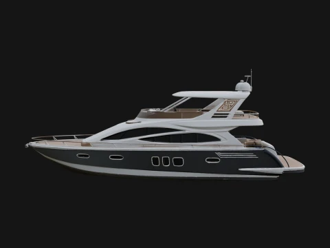 Motor Yacht Model Design 11 - 3D Print Model Modèles 3D en vedette