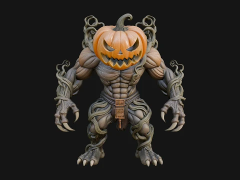 Pumpkin Vine Monster Statue Design 1 - 3D Print Model 3D Print Model