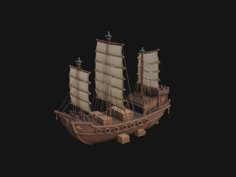 Chinese Junk Ship Model Design 29 - 3D Print Model Modelo de Impressão 3D