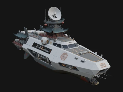 Sci Fi Patrol Boat Model Design 6 - 3D Print Model Modèles 3D en vedette