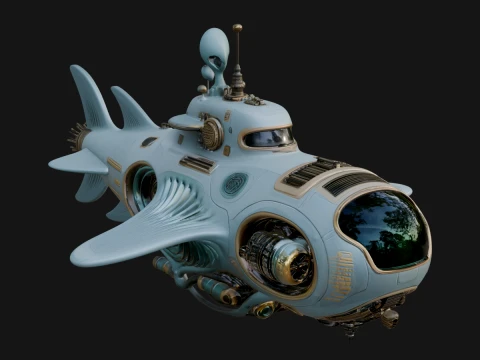 Steampunk Submersible Model Design 43 - 3D Print Model 3Dプリントモデル