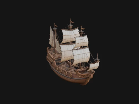 Tall Sailing Ship Model Design 34 - 3D Print Model Modelo de Impressão 3D