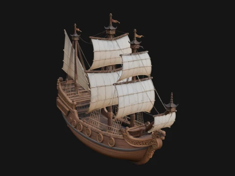 Tall Sailing Ship Model Design 34 - 3D Print Model Model do druku 3D
