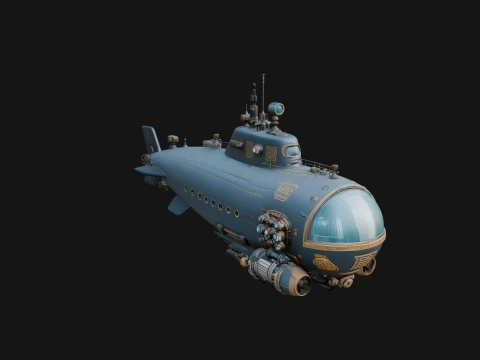 Steampunk Submersible Model Design 44 - 3D Print Model Modelo de Impressão 3D