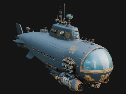 Steampunk Submersible Model Design 44 - 3D Print Model 3D Принт Модель