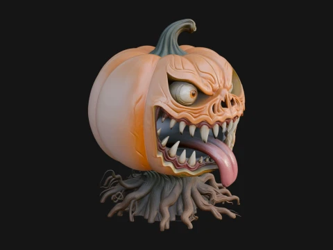Monster Pumpkin Statue Design 2 - 3D Print Model 3D Print Model