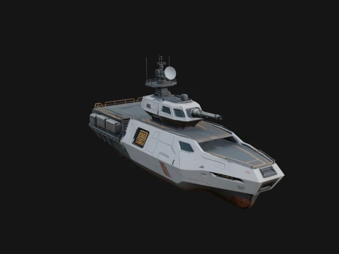 Sci Fi Patrol Boat Model Design 7 - 3D Print Model Modelo de Impressão 3D