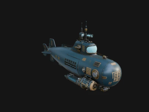 Steampunk Submersible Model Design 46 - 3D Print Model Modelo de Impressão 3D