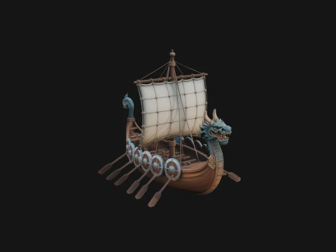 Viking Longship Model Design 6 - 3D Print Model Modelo de Impressão 3D