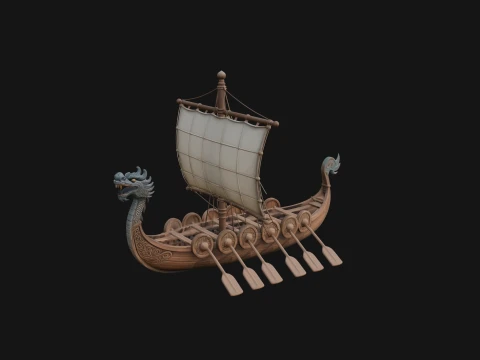 Viking Longship Model Design 7 - 3D Print Model Modelo de Impressão 3D