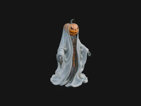 Pumpkin Headed Ghost Statue Design 3 - 3D Print Model Model do druku 3D