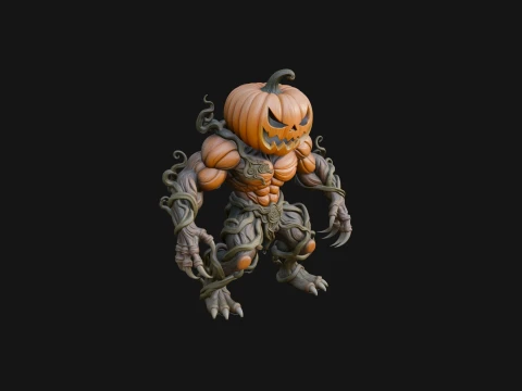 Pumpkin Vine Monster Statue Design 2 - 3D Print Model Model do druku 3D