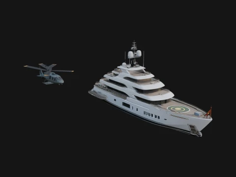 Motor Yacht Model Design 17 - 3D Print Model Modèles 3D en vedette