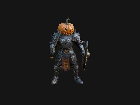 Pumpkin Headed Knight Statue Design 2 - 3D Print Model Model do druku 3D