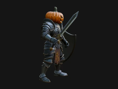 Pumpkin Headed Knight Statue Design 2 - 3D Print Model 3D Print Model