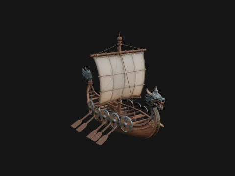 Viking Longship Model Design 8 - 3D Print Model Model do druku 3D
