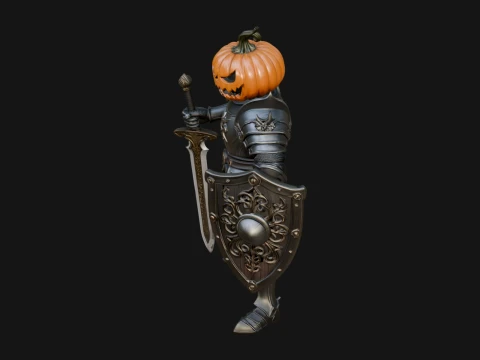 Pumpkin Headed Knight Statue Design 3 - 3D Print Model 3D Print Model