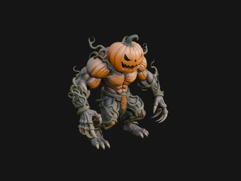 Pumpkin Vine Monster Statue Design 3 - 3D Print Model Model do druku 3D