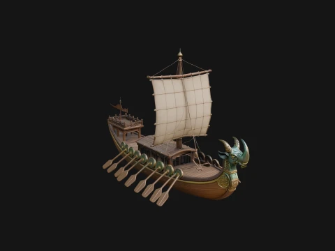 Viking Longship Model Design 9 - 3D Print Model Model do druku 3D