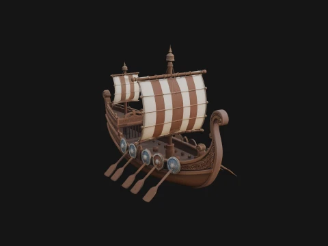 Viking Longship Model Design 10 - 3D Print Model Model do druku 3D
