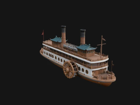 Paddle Steamer Model Design 2 - 3D Print Model 3Dプリントモデル