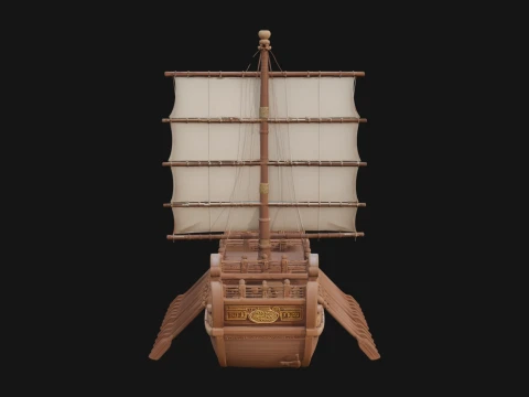 Chinese Junk Ship Model Design 33 - 3D Print Model Modèles 3D en vedette