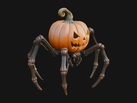 Pumpkin Spider Statue Design 2 - 3D Print Model 3D Принт Модель