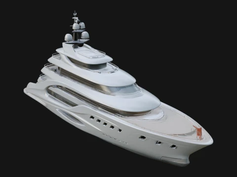 Motor Yacht Model Design 27 - 3D Print Model Modèles 3D en vedette
