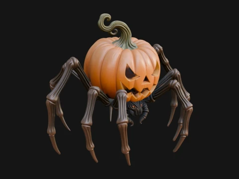 Pumpkin Spider Statue Design 3 - 3D Print Model 3D Принт Модель