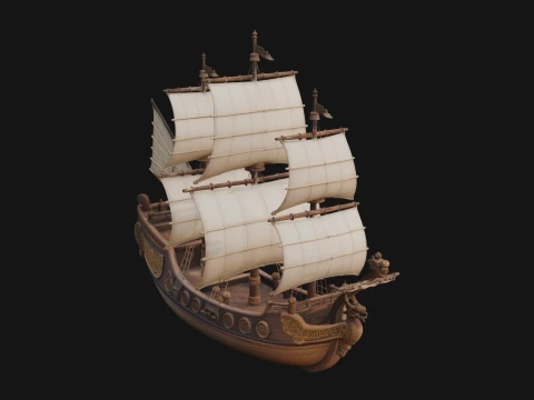Tall Sailing Ship Model Design 37 - 3D Print Model Model do druku 3D