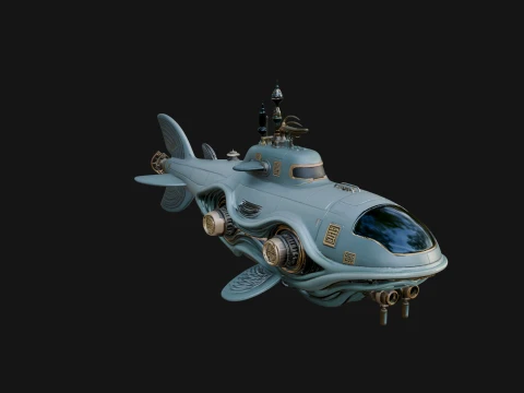 Steampunk Submersible Model Design 50 - 3D Print Model 3D Print Model