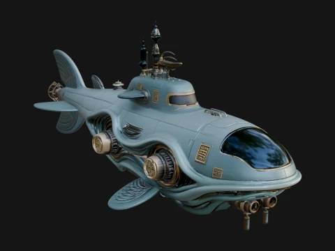 Steampunk Submersible Model Design 50 - 3D Print Model 3D Druckmodell