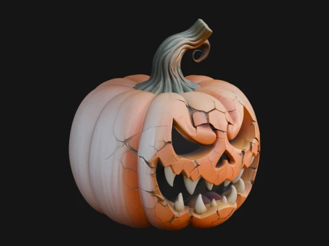 Carved Pumpkin Lantern Statue Design 7 - 3D Print Model 3D printmodel