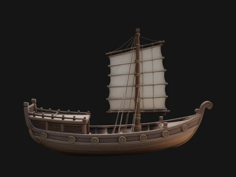 Chinese Junk Ship Model Design 38 - 3D Print Model Modèles 3D en vedette