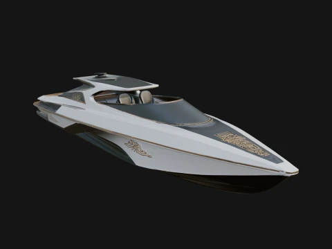 Speedboat Model Design 10 - 3D Print Model Modèles 3D en vedette