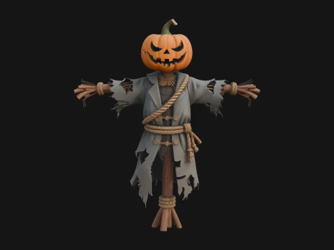 Pumpkin Scarecrow Statue Design 14 - 3D Print Model 3D Print Model