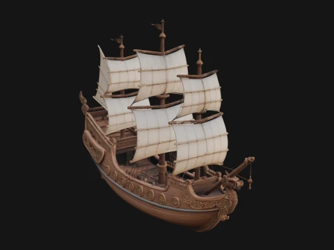 Tall Sailing Ship Model Design 39 - 3D Print Model Model do druku 3D