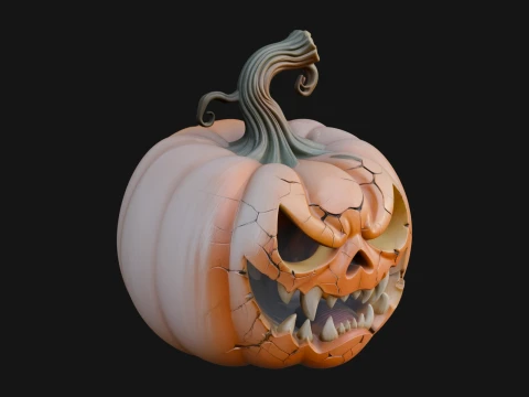 Carved Pumpkin Lantern Statue Design 8 - 3D Print Model 3D printmodel