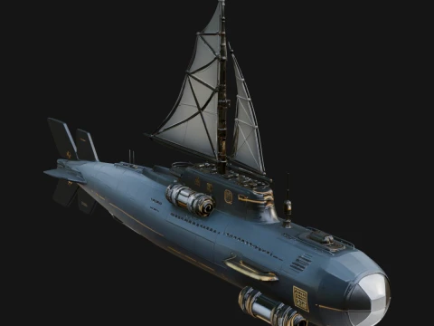 Steampunk Submersible Model Design 52 - 3D Print Model 3D Print Model