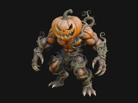 Pumpkin Vine Monster Statue Design 4 - 3D Print Model 3D Print Model