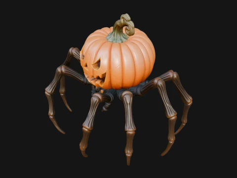 Pumpkin Spider Statue Design 4 - 3D Print Model 3D Принт Модель